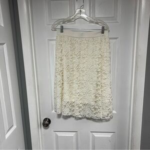 Cream Color Chic Ivory Lace A-Line Skirt Size XL